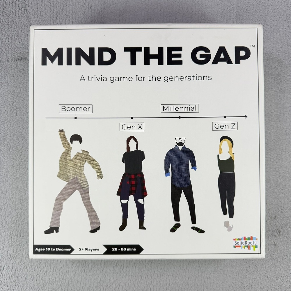 SolidRoots Mind The Gap Trivia Board Game Boomer Gen X Millennial Gen Z Family